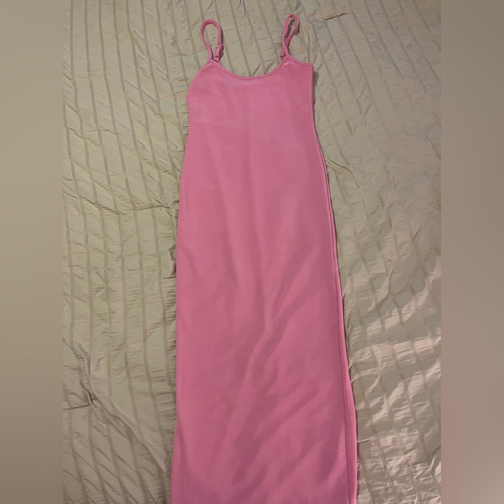 Fashion Nova Ribbed Pink Midi Dress Size S